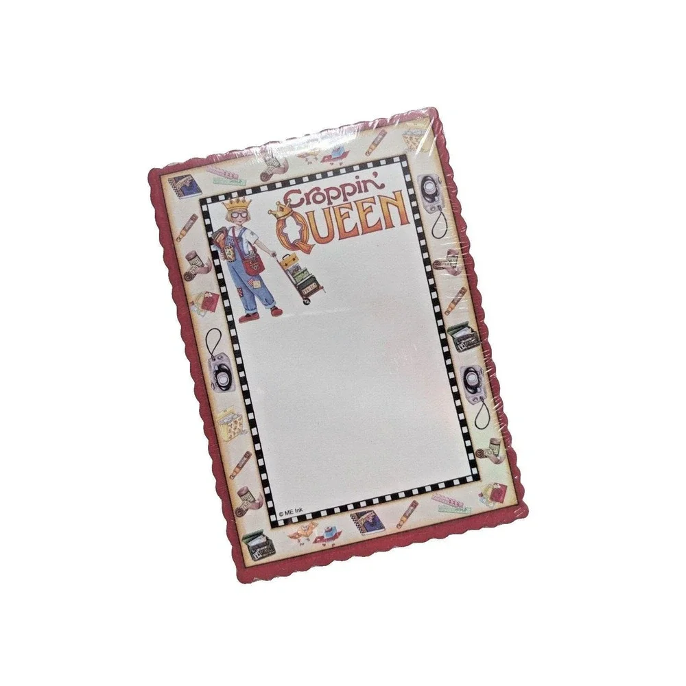 VTG 2004 Mary Engelbreit CROPPIN' QUEEN Magnetic Scalloped Edge Note Pad 6.25